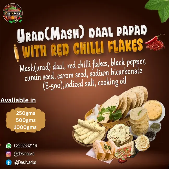 urad daal papad with red chili flakes