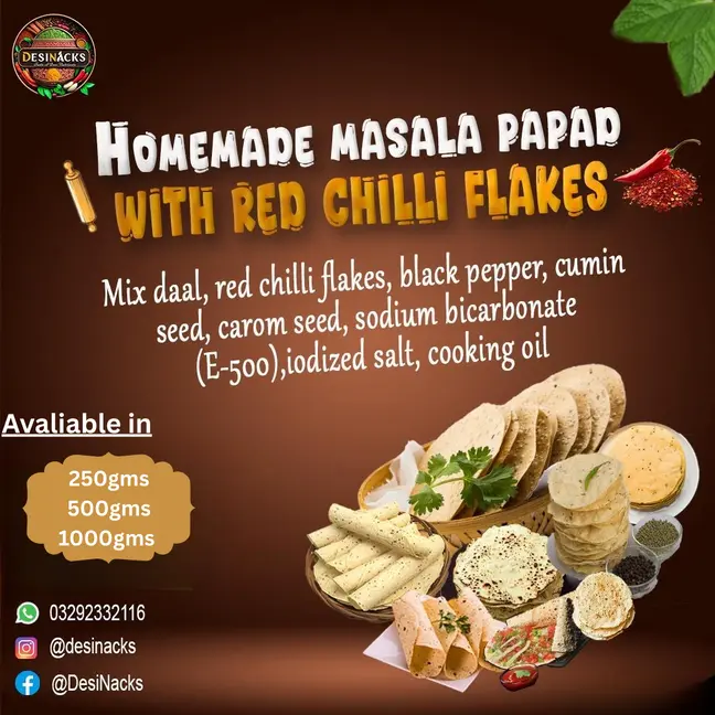homemade masala papad with red chilli flakes